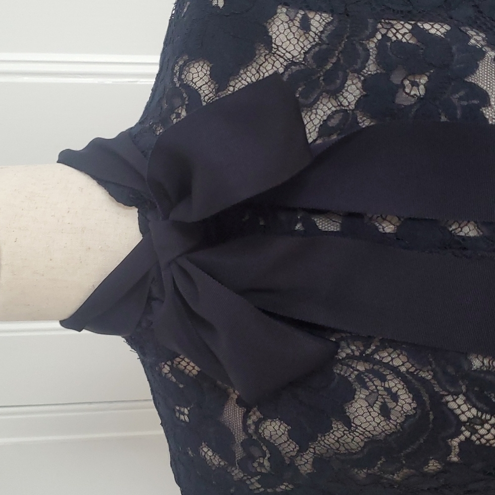 ESCADA Navy Blue Lace Grosgrain Bow Jacket - Picture 2 of 8